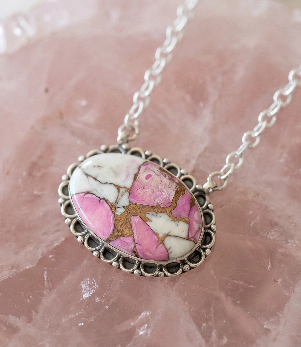 Cotton Candy Turquoise Oval Necklace