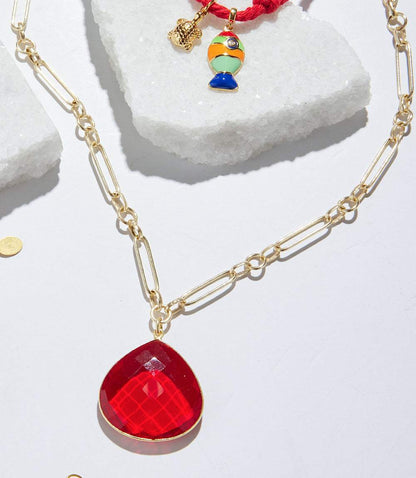 Ruby Quartz Pendant Necklace