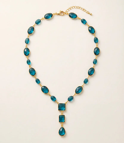 Teal Topaz Lariat Necklace