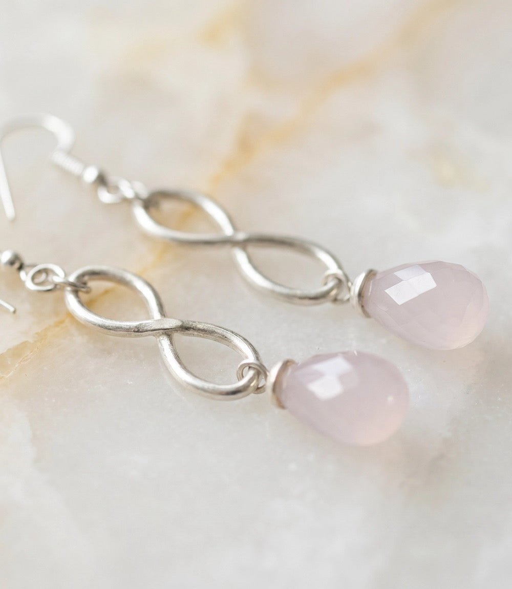 Pink Opal Twist Earrings