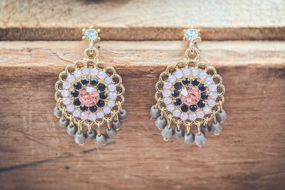 Beautiful Pink and Purple Crystal Drop Earrings