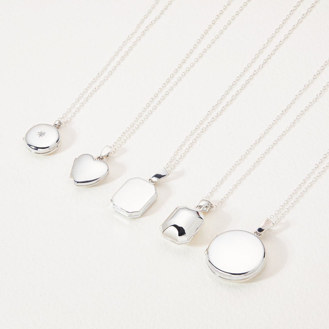 Silver Small Square Locket Necklace