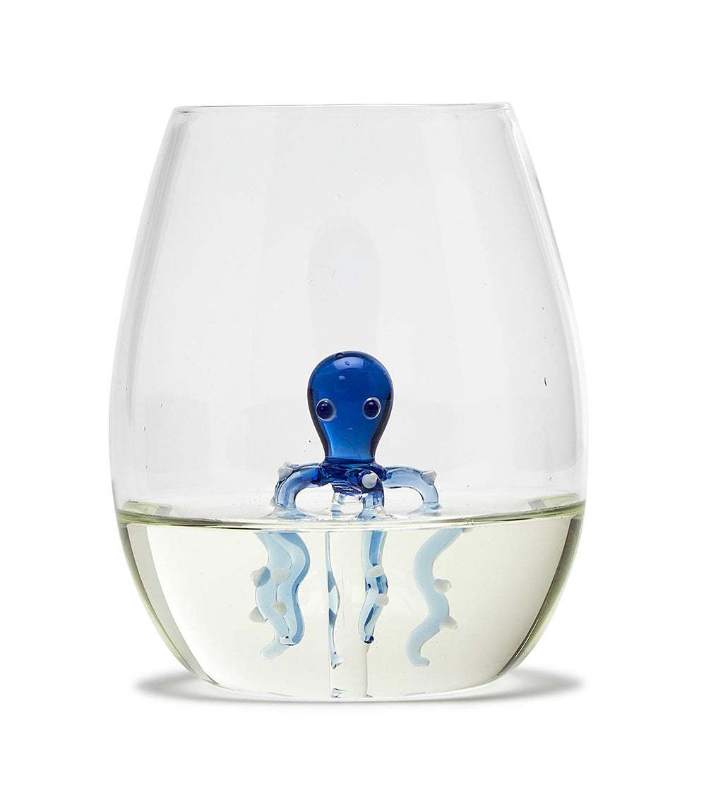 Octopus Stemless Wine Glass