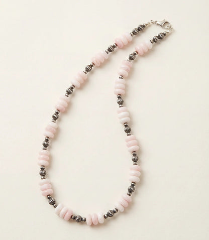 Pink Conch Beaded Sterling Silver Necklace