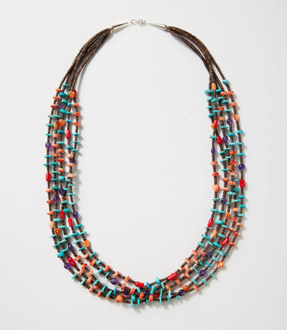 Five Strand Turquoise Beaded Treasure Necklace