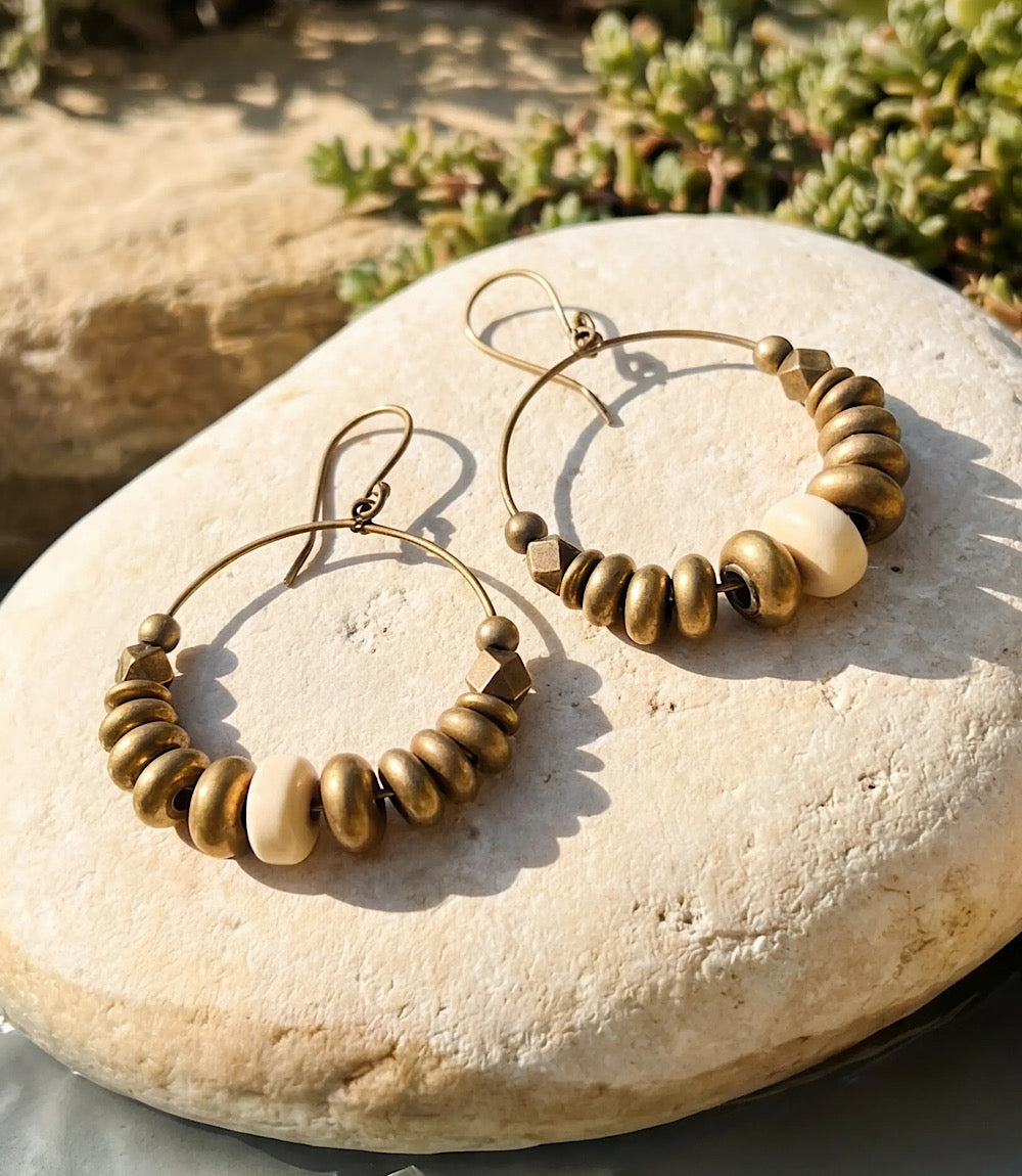 Gold Bead Hoop Earrings