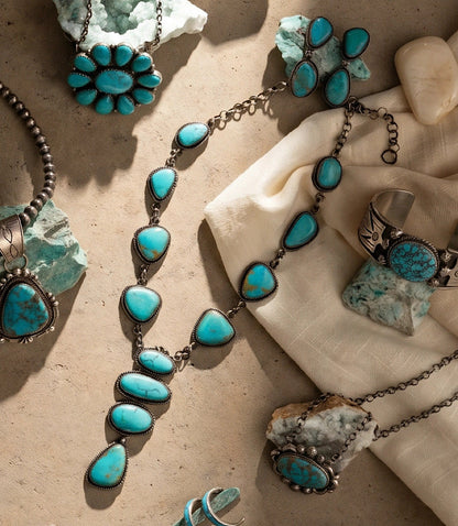 Kingman Turquoise Necklace And Earring Set