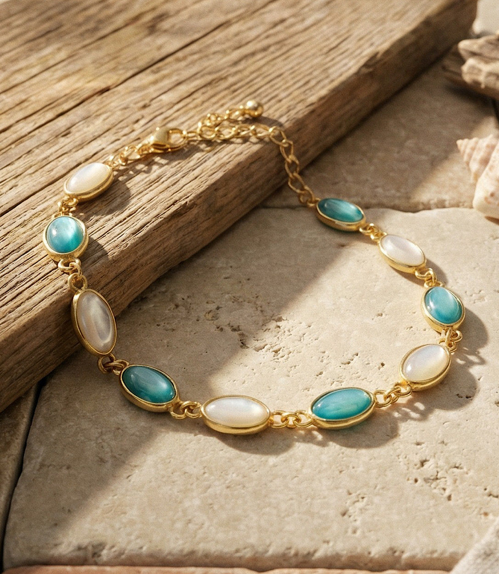 Turquoise And Pearl Beaded Bracelet