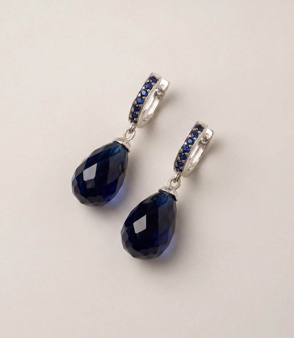 Sapphire Stone Huggie Earrings