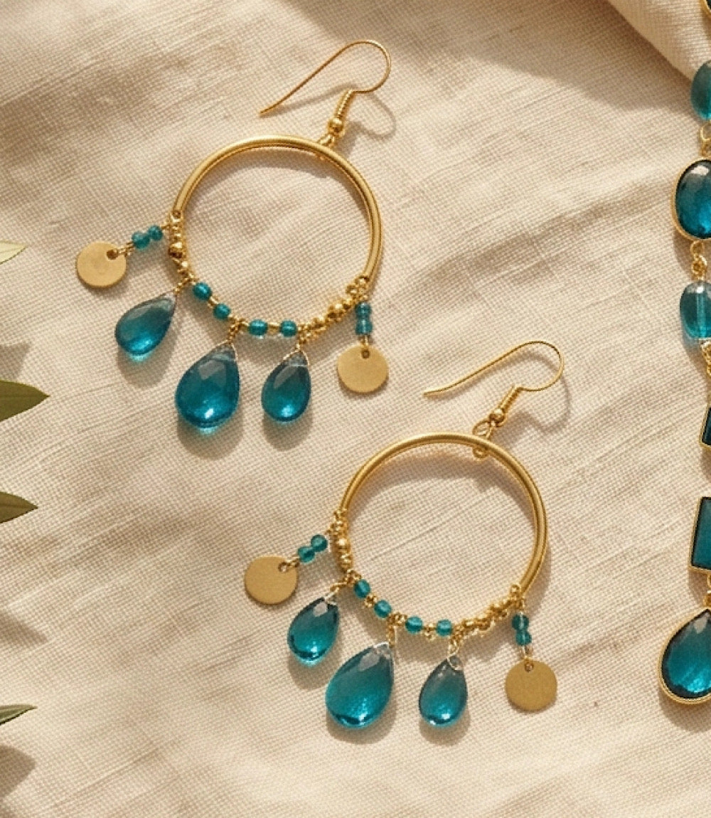 Teal Topaz Dangle Earrings