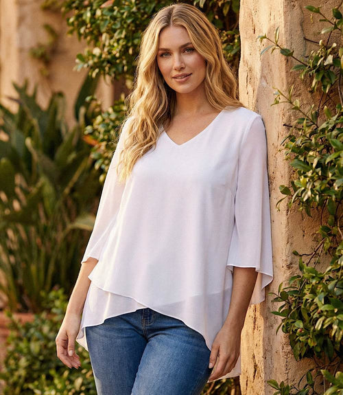Plus Size Bracelet Sleeve Asymmetric Top