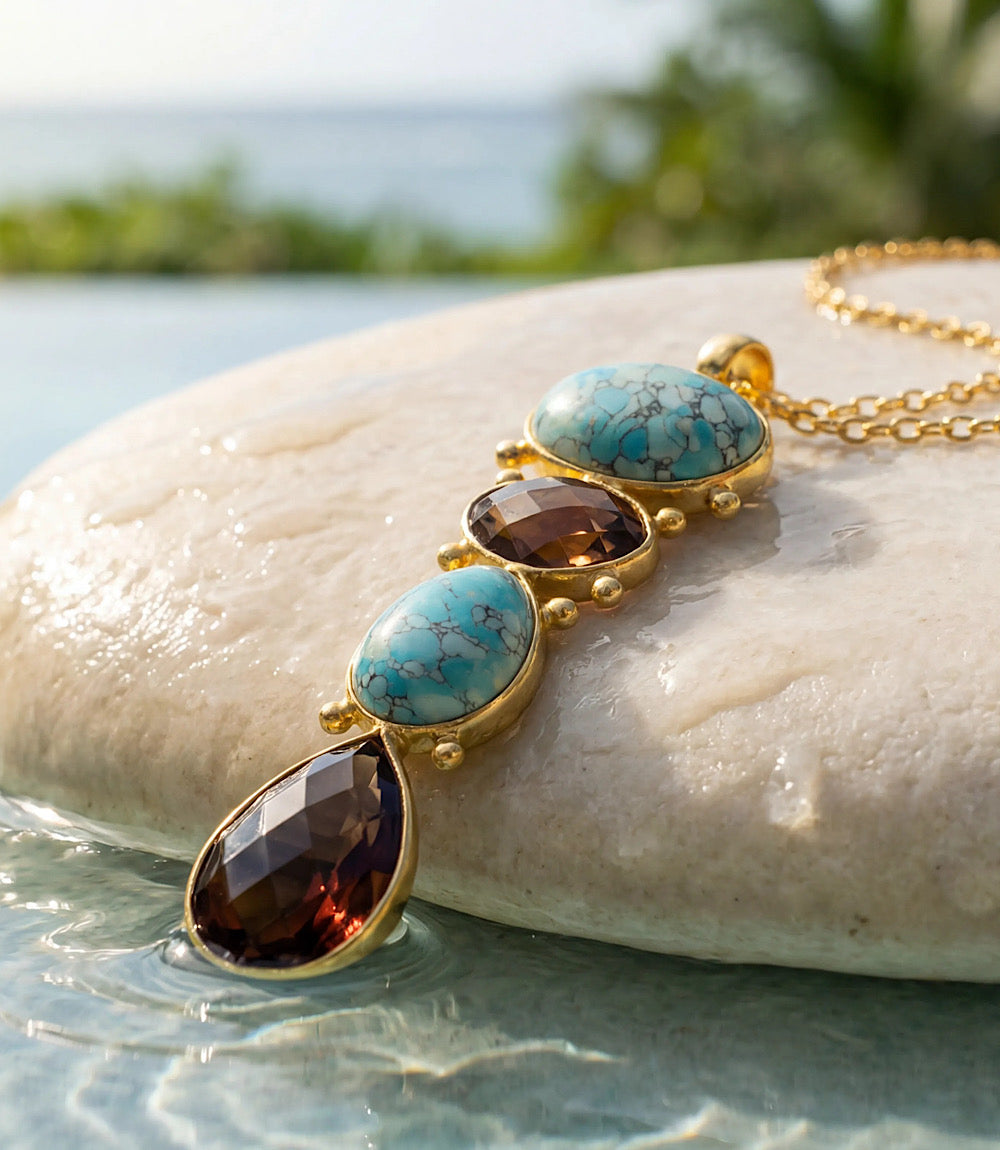 Mixed Turquoise Gemstone Drop Necklace