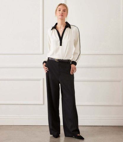 Petite Size Rhinestone Embellished Wide-Leg Trousers
