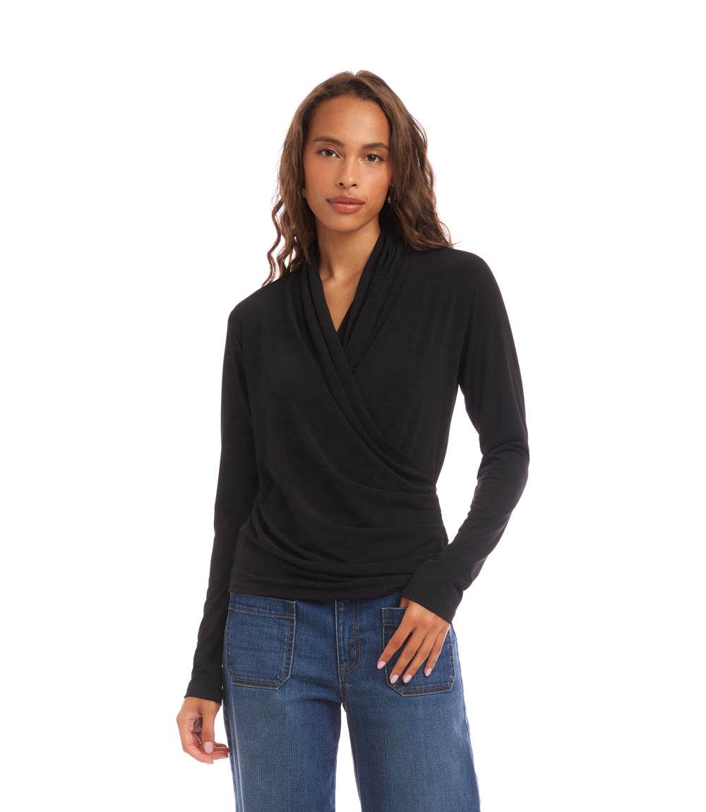 Travel Jersey Drape Front Crossover Top