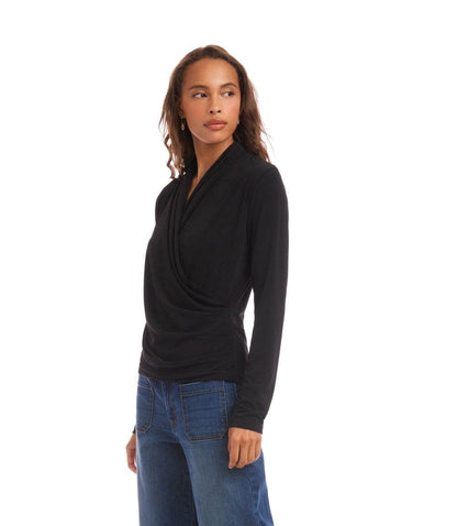 Travel Jersey Drape Front Crossover Top