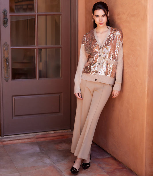 Cropped Pintuck Wide-Leg Pants