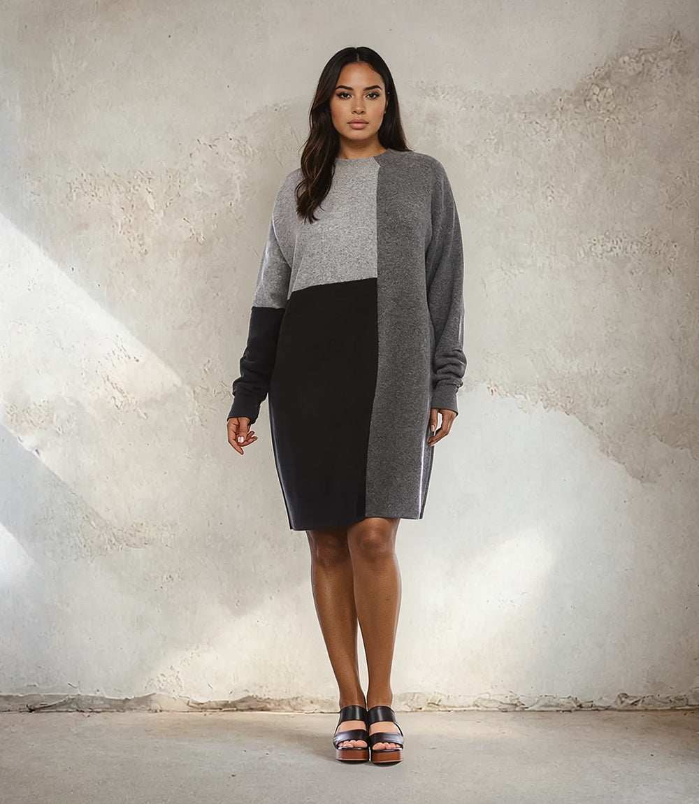 Plus Size Colorblock Sweater Dress