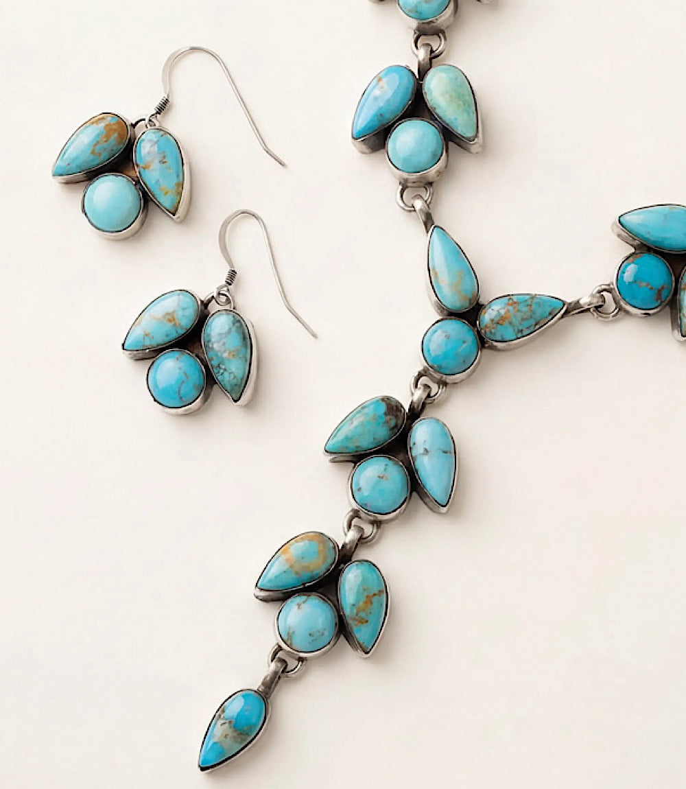 Turquoise Teardrop Cluster Set