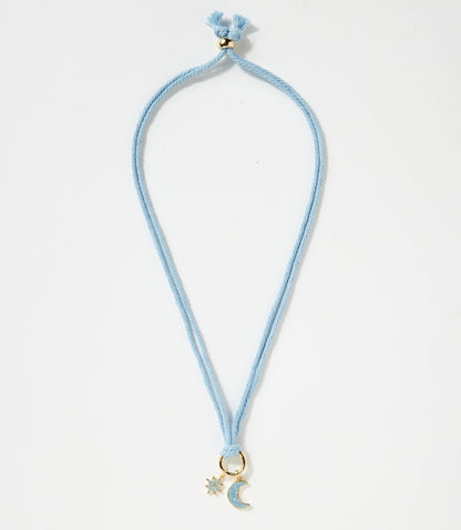 Moon And Starburst Cord Necklace
