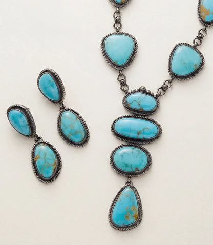 Kingman Turquoise Necklace And Earring Set