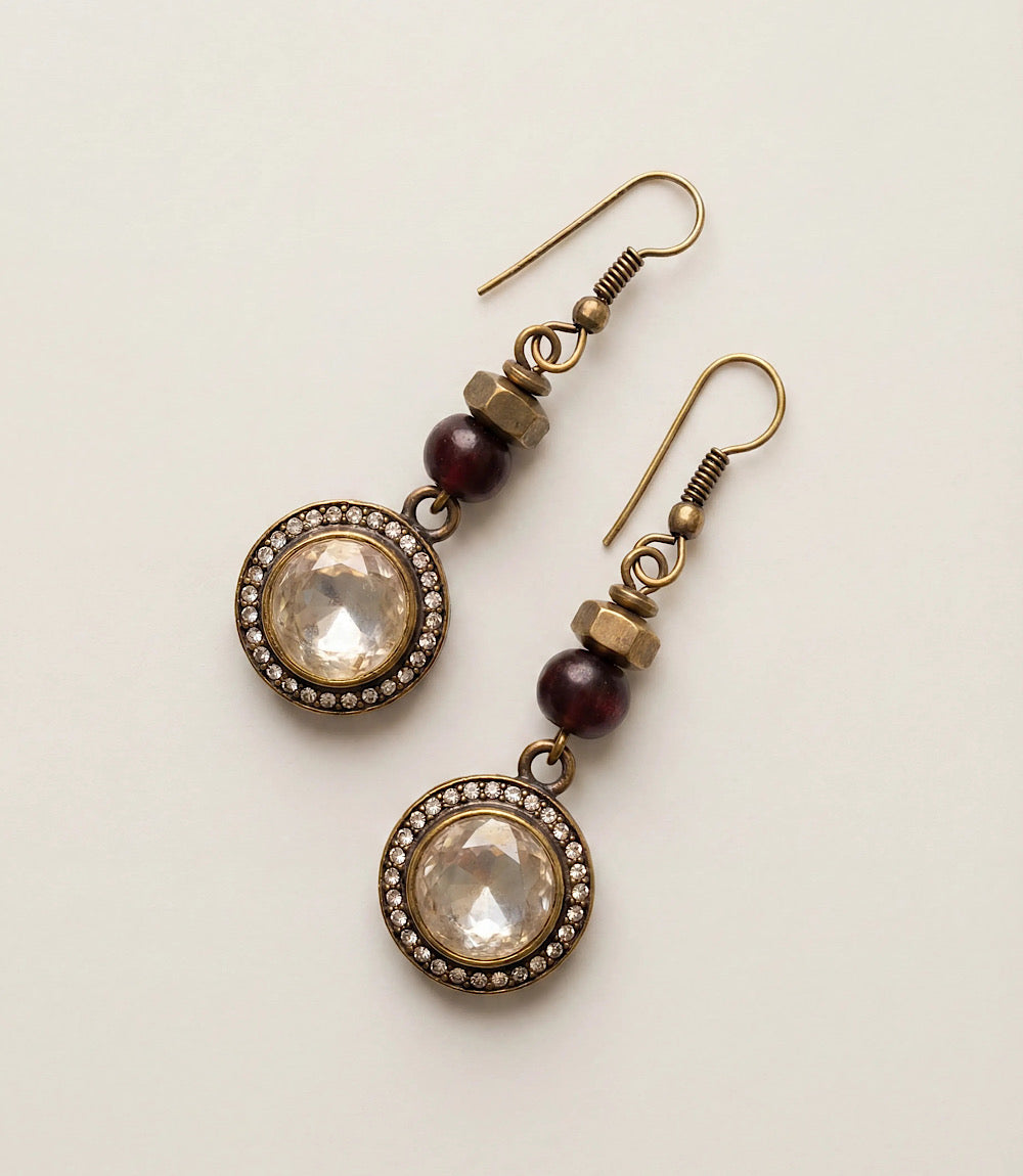 Crystal Disc Drop Earrings