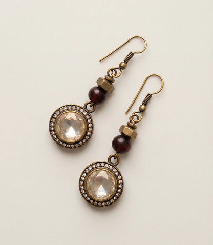 Crystal Disc Drop Earrings