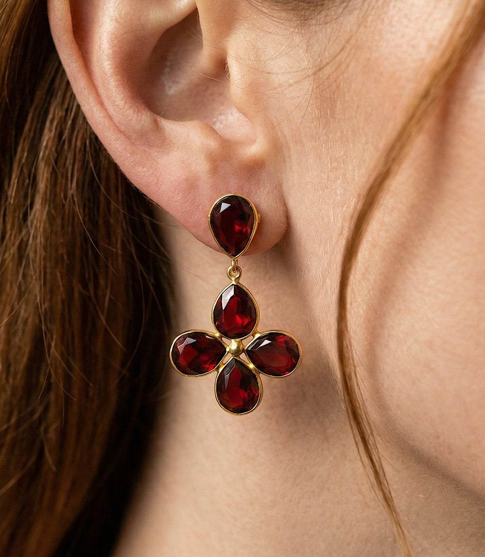Gemstone Cluster Earrings
