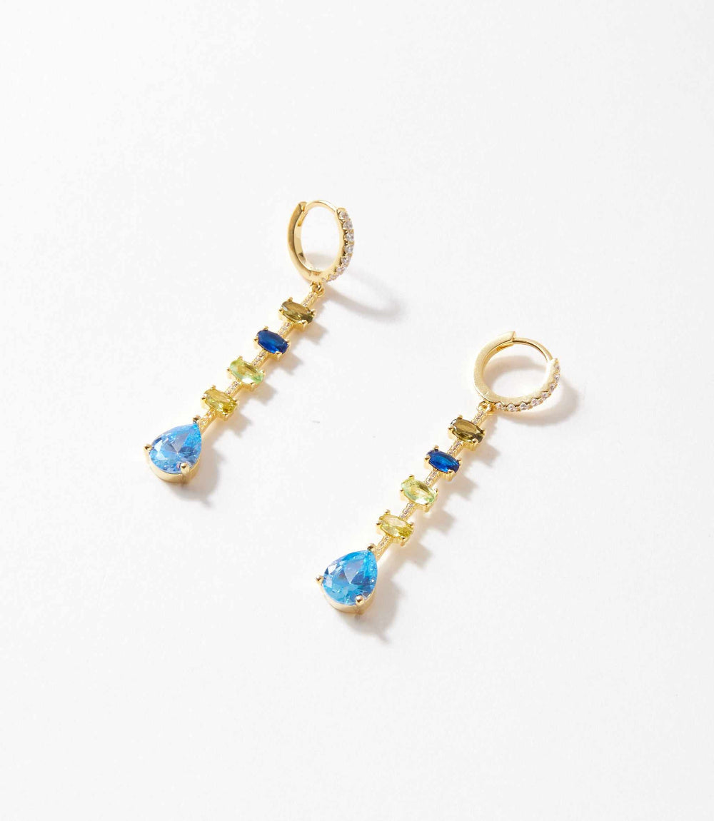 Multi Gemstone Drop Earrings