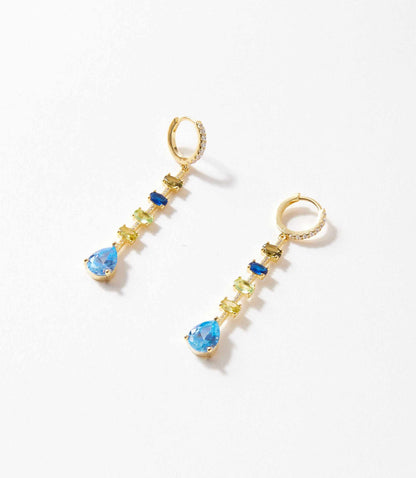 Multi Gemstone Drop Earrings