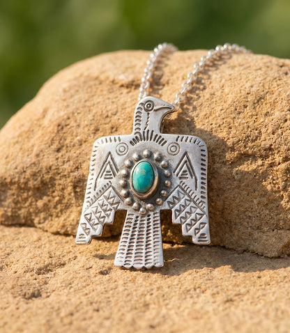 Turquoise Eagle Pendant Necklace
