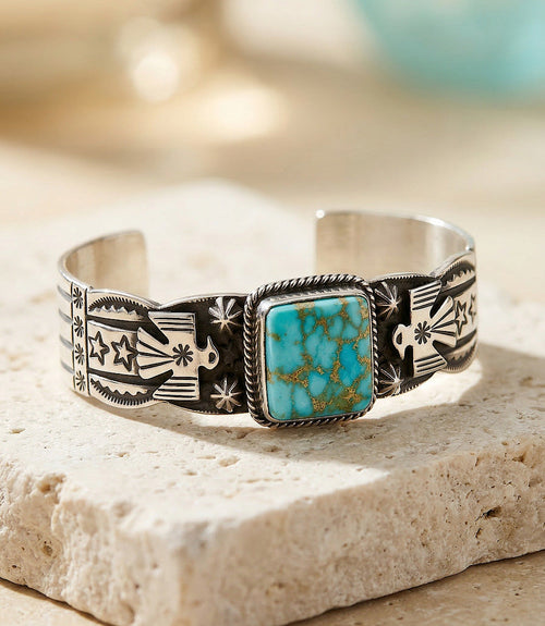 Natural Kingman Turquoise Thunderbird Bracelet