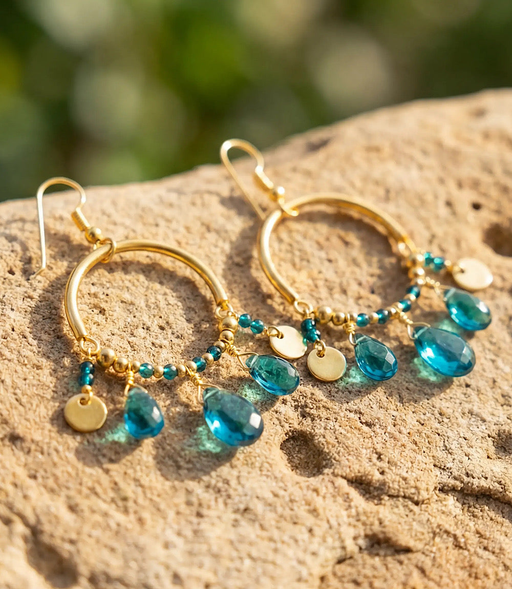 Teal Topaz Dangle Earrings