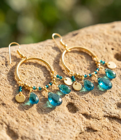 Teal Topaz Dangle Earrings