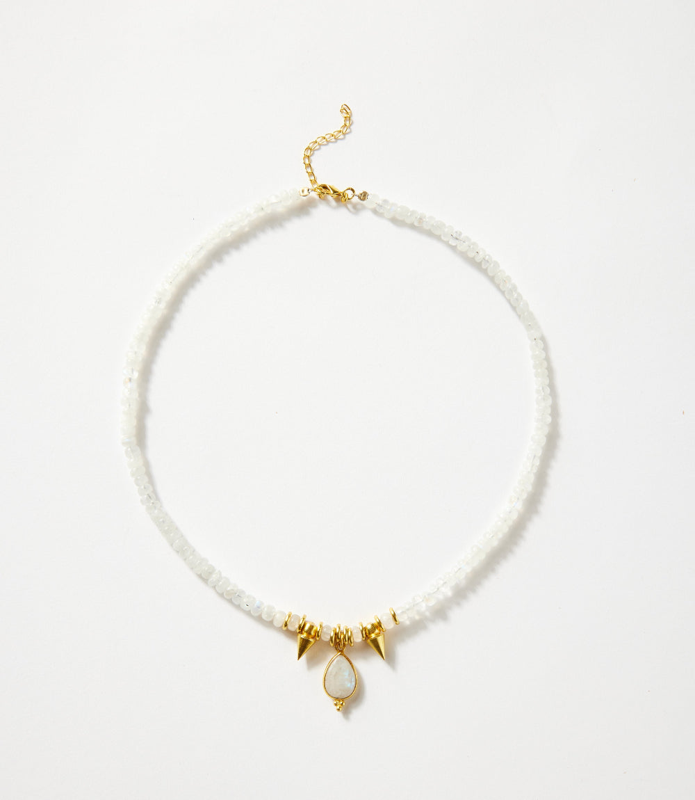 Moonstone Pendant And Charm Necklace