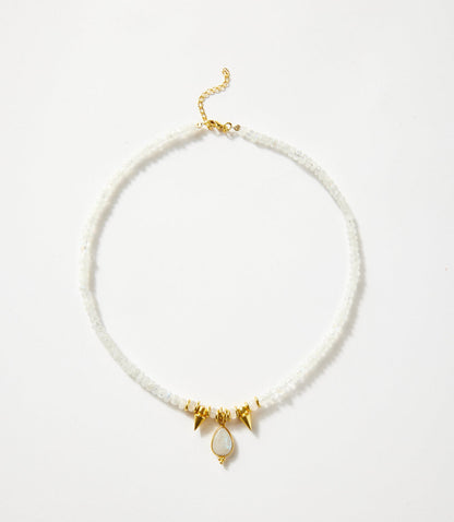 Moonstone Pendant And Charm Necklace