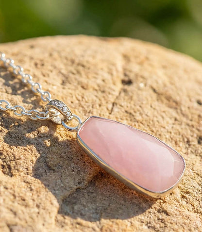 Pink Opal Pendant Necklace