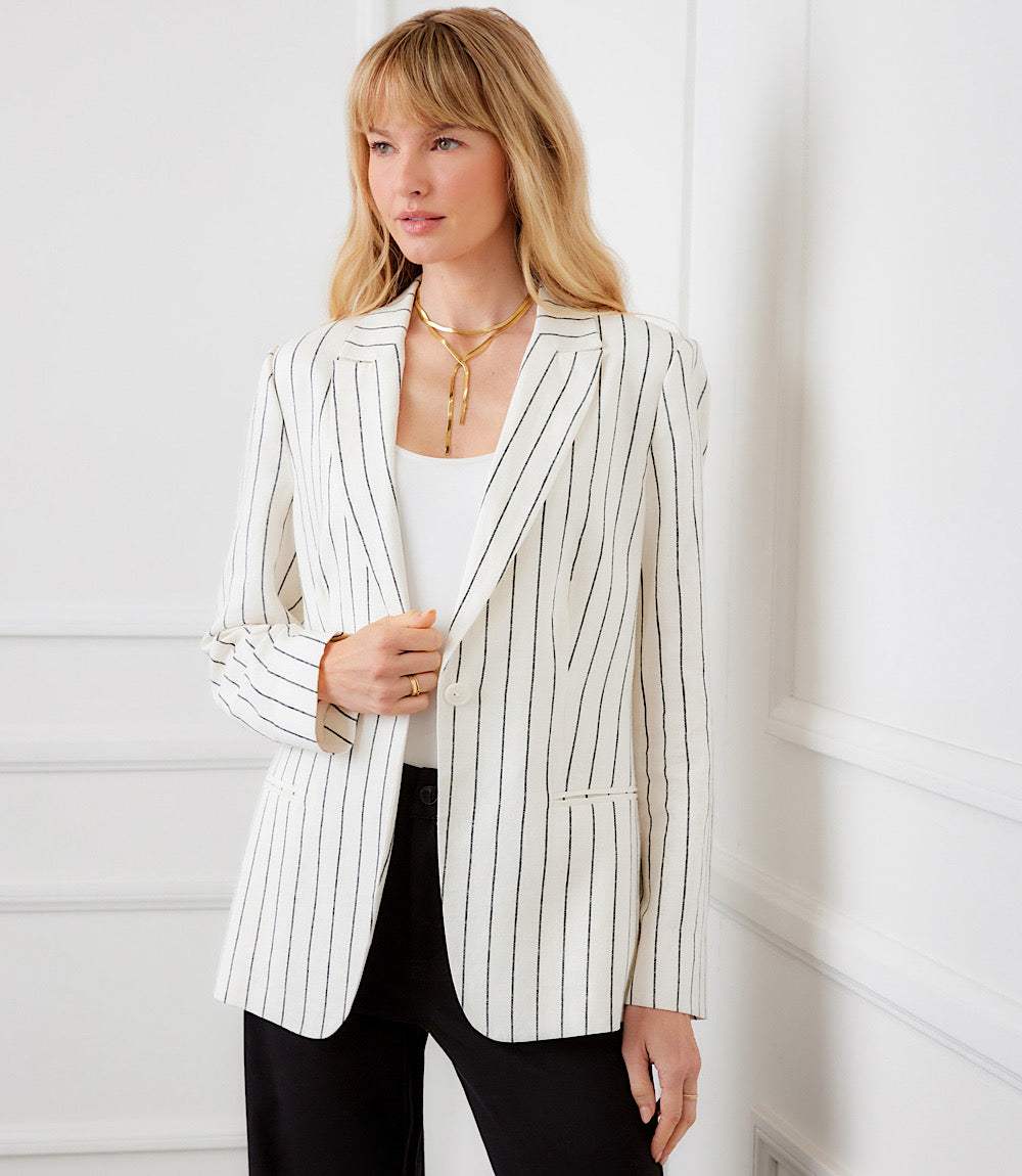Linen Blend Stripe Blazer