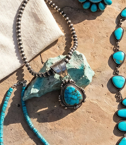 Embellished Turquoise Pendant Necklace