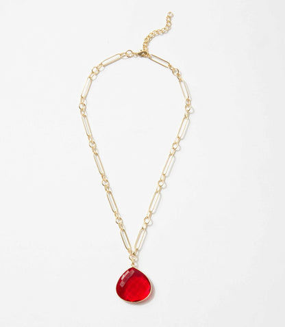 Ruby Quartz Pendant Necklace