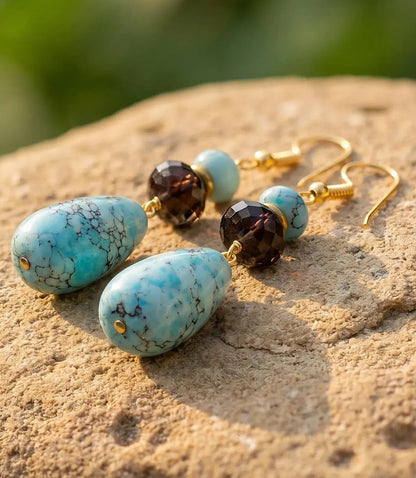 Tiered Turquoise And Gemstone Earrings