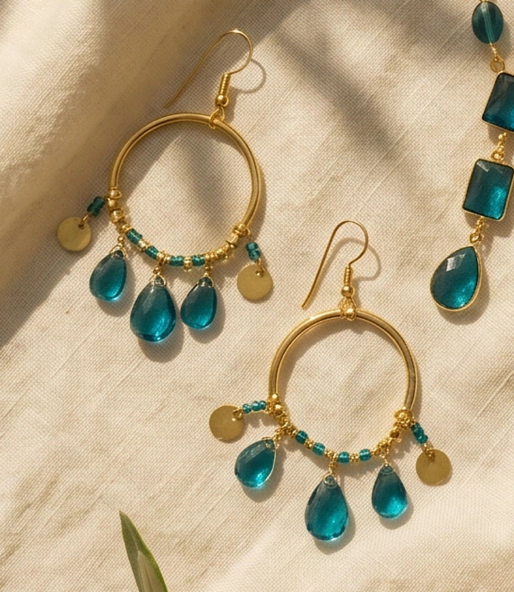 Teal Topaz Dangle Earrings