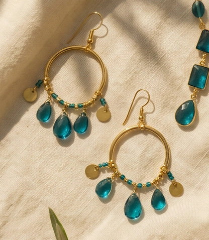 Teal Topaz Dangle Earrings
