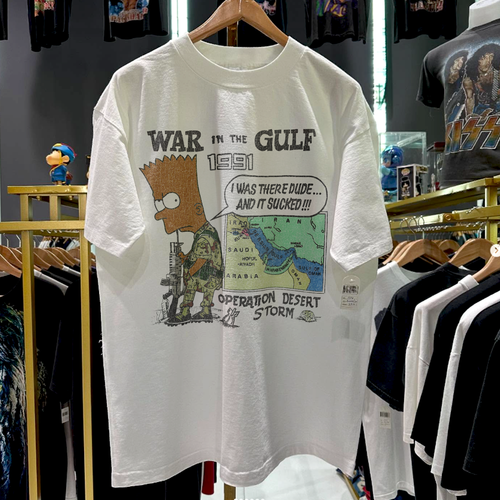 1991 Bootleg Bart Goes To War Rare Washed White T-Shirt
