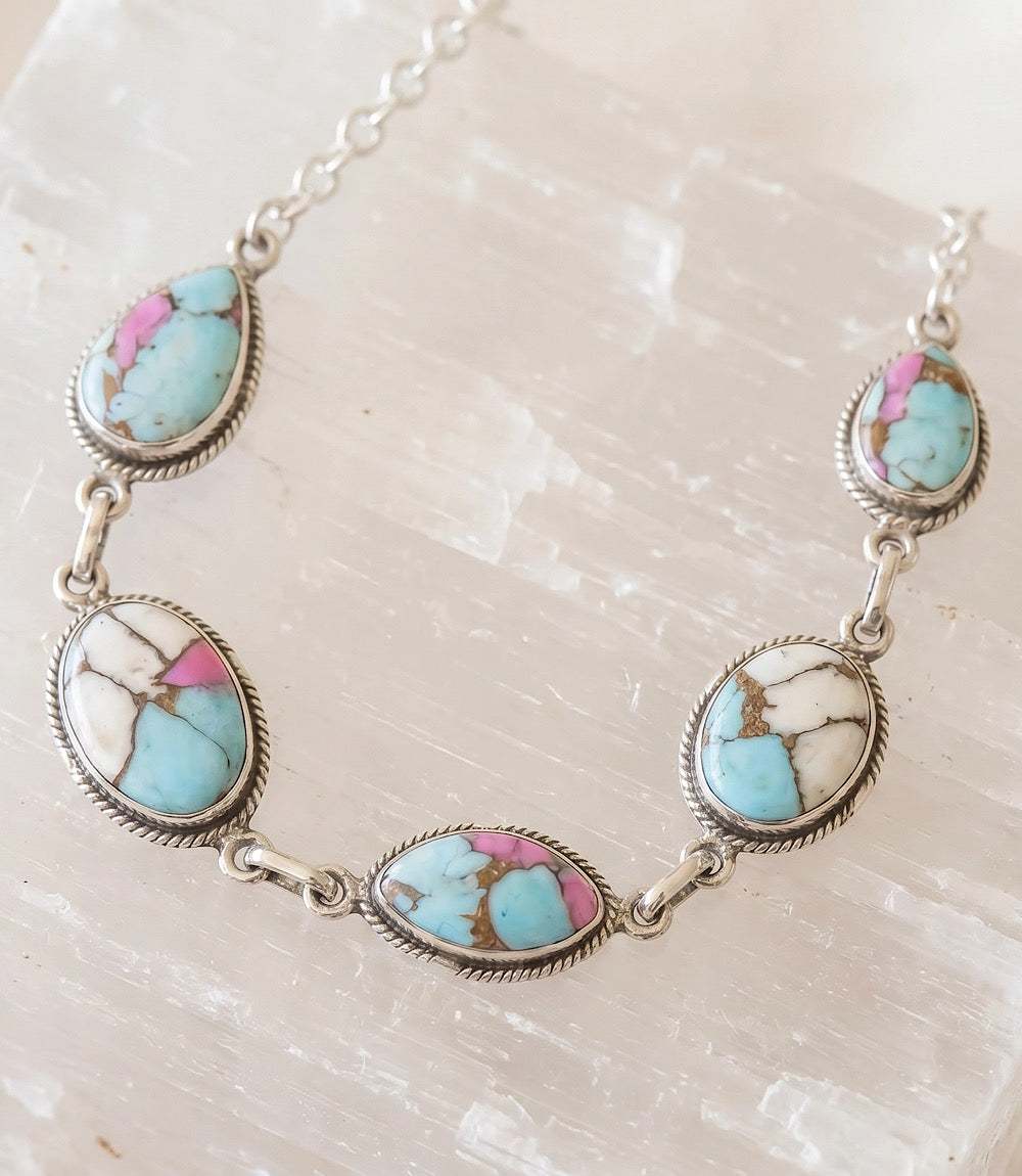 Cotton Candy Turquoise Link Necklace