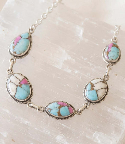 Cotton Candy Turquoise Link Necklace