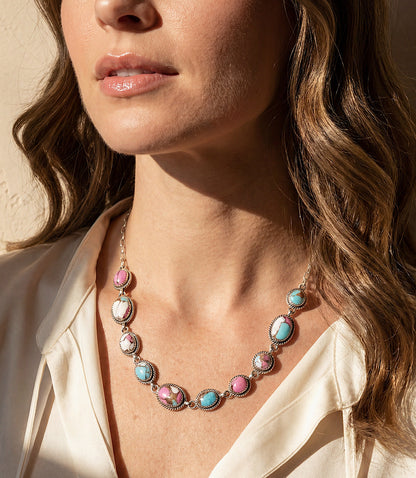 Cotton Candy Turquoise Station Necklace