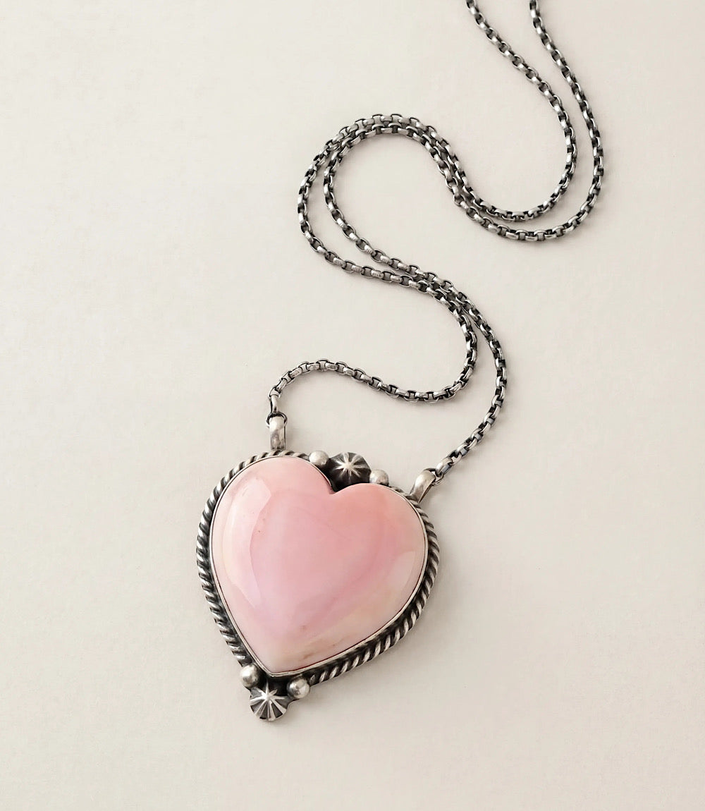 Pink Conch Heart Necklace