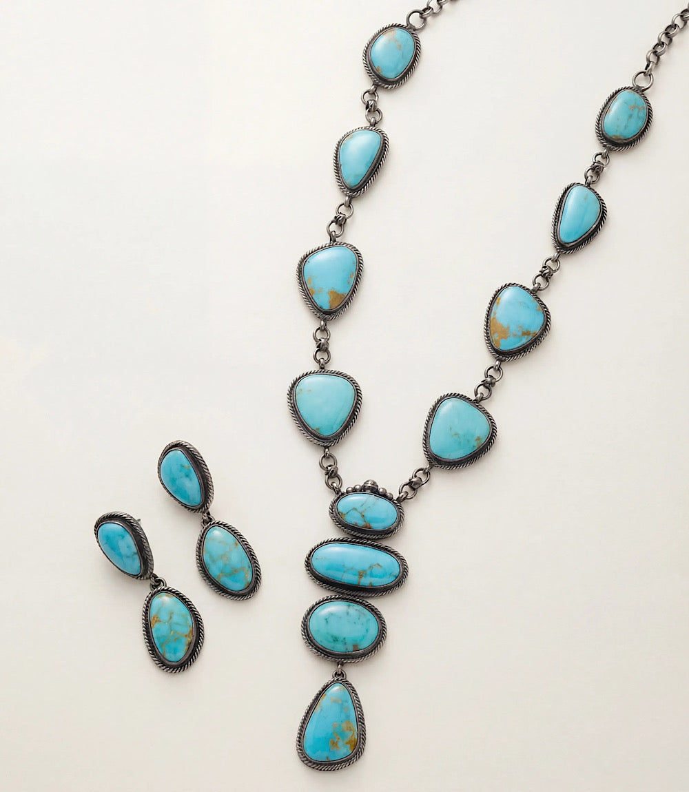 Kingman Turquoise Necklace And Earring Set