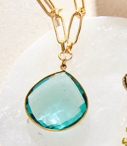 Aqua Quartz Pendant Necklace