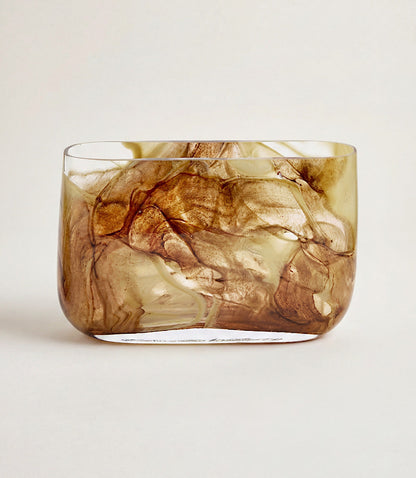 Wide Swirl Hand Blown Glass Vase